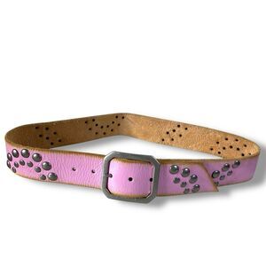 Linea Pelle Studded Leather Pink Women's Belt Sz M  29"-35" Cowgirl Nashville